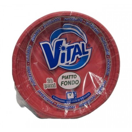 VITAL PIATTI ROSSI FONDI 20PZ 22CM RIUTILIZ. Confezione da 36 PZ