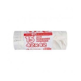 SACCHI BIOCOMPOSTABILI 42X42 BIANCO 15PZ Confezione da 60 PZ