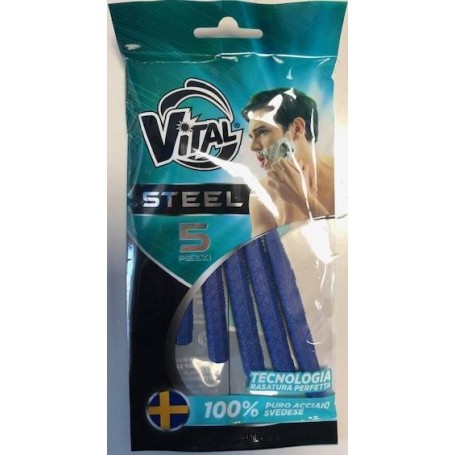 VITAL RASOIO DOPPIA LAMA STEEL UOMO X5PZ Confezione da 25 PZ