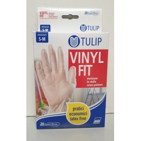 GUANTI TULIP 20PZ VINYL FIT MIS S-M SP Confezione da 24 PZ